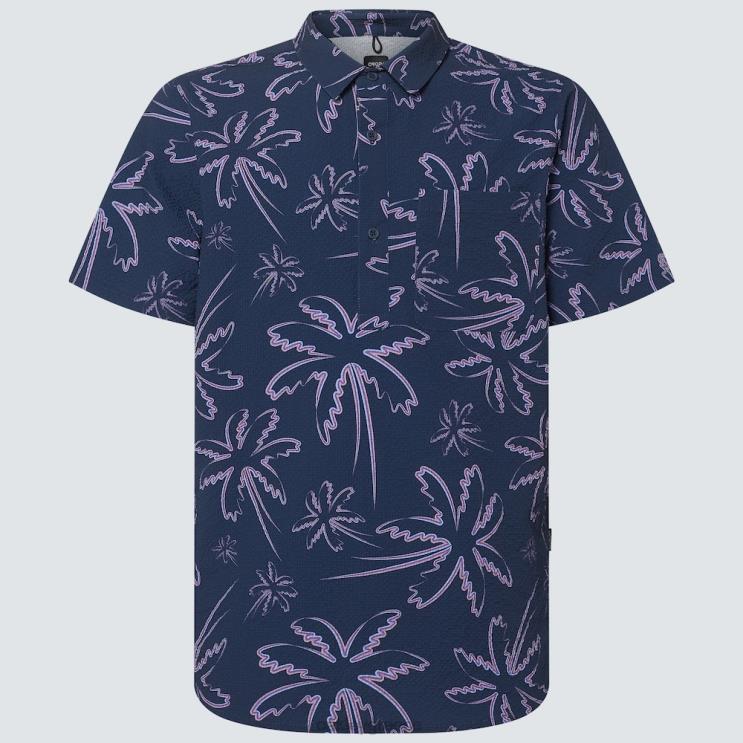 deco palms rc ss button down 42H6F2594 Oakley ρούχα τρεις γραμμές παλάμες μπλε